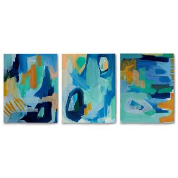Americanflat Modern Painted Abstract Texture by Chelsea Hart Triptych Wall Art - Set of 3 Canvas Prints