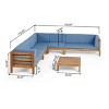 GDFStudio Cascada Outdoor Acacia Wood 7 Seater Sectional Sofa Chat Set with Cushions - 3 of 4