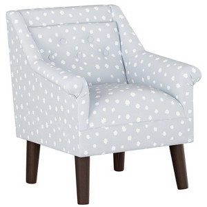 Kids Button Tufted Modern Chair Gray Stars with Espresso Legs - Pillowfort