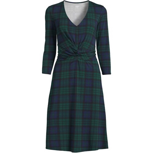 Lands end wrap front 2024 fit and flare dress