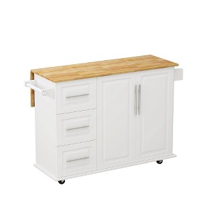 Kitchen Island Cart On Wheels With 2 Doors & 3 Drawers Adjustable Shelves Towel / Spice Rack For Home Kitchen, Dinning Room 43.31 x 16.93 x 36.02 Inch - 1 of 4