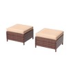 Sonkuki 2-Piece Ottomans with Solution-Dyed Fabric Cushion, All-Weather Wicker Ottomans, Ideal for Patio - 2 of 4