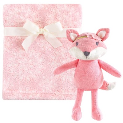Hudson Baby Infant Girl Plush Blanket with Toy, Miss Fox, One Size