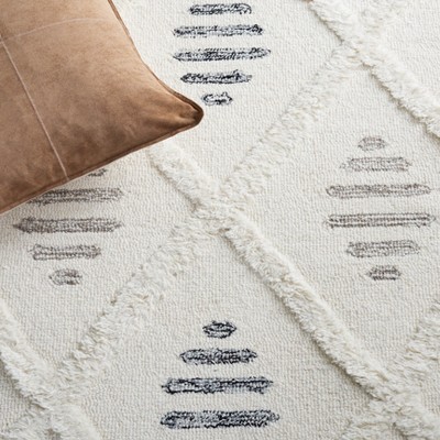 Hand-Tufted Ivory and Black Wool Runner Rug, 2'3" x 8'