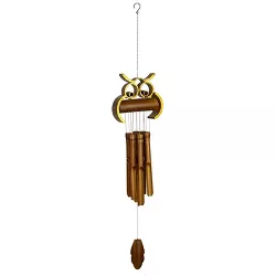 Woodstock Chimes Asli Arts® Collection, Hoot Owl Wooden Chime, 33'' Wooden Wind Chime OWLB