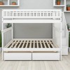 Full Over Full Bunk Bed with Storage Drawers and Inclined Ladder, High Guardrails, Space-Saving Design, Gray Wood Frame - 4 of 4