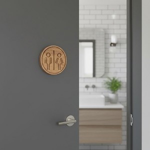 Evideco French Home Goods Round Wooden Bathroom Door Sign - 1 of 4