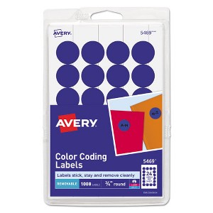 Avery Printable Self-Adhesive Removable Color-Coding Labels, 0.75" dia, Dark Blue, 24/Sheet, 42 Sheets/Pack, (5469) - 1 of 4