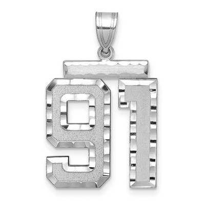 Black Bow Jewelry 14k White Gold, Varsity Collection, Large D/C Pendant, Number 91