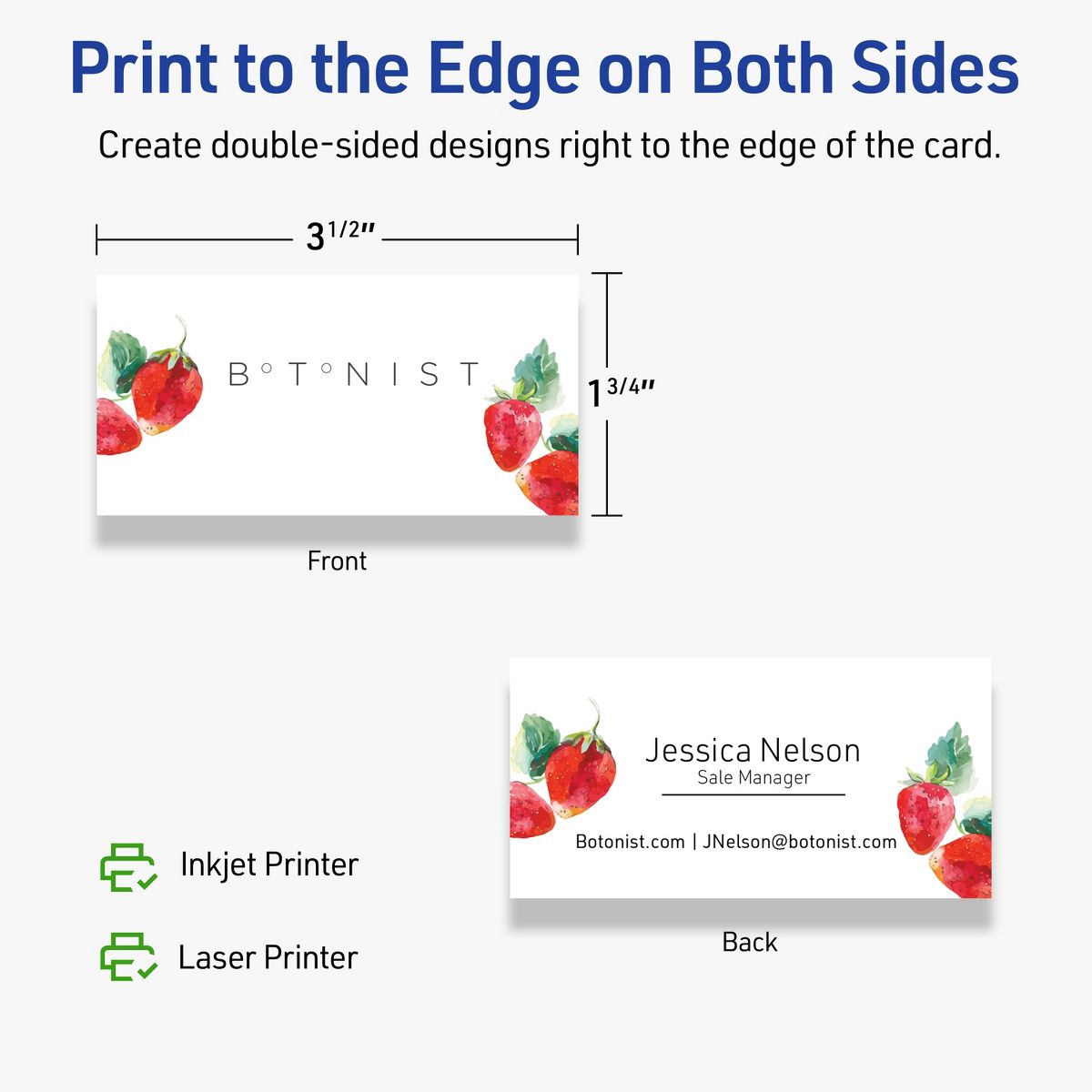 1-3/4" x 3-1/2" Rectangle, Matte White Business Cards - thumbnail 6