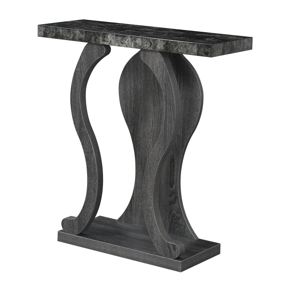 Photos - Coffee Table Newport Terry B Console Table with Shelf Black Faux Marble/Weathered Gy 