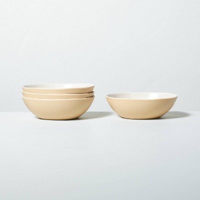 4pk 23oz Tonal Bamboo-Melamine Bowl Set Natural/Cream - Hearth & Hand™ with Magnolia: Dishwasher-Safe, Farmhouse Style
