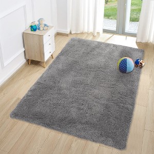 Area Rug Soft Fluffy Shage Area Rug for Living Room Black Shaggy Carpet Faux Fur Washable Rugs - 1 of 4