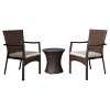 Corsica 3pc All-Weather Wicker Patio Chair Set - Brown - Christopher Knight Home: Outdoor Seating with Accent Table - 2 of 4