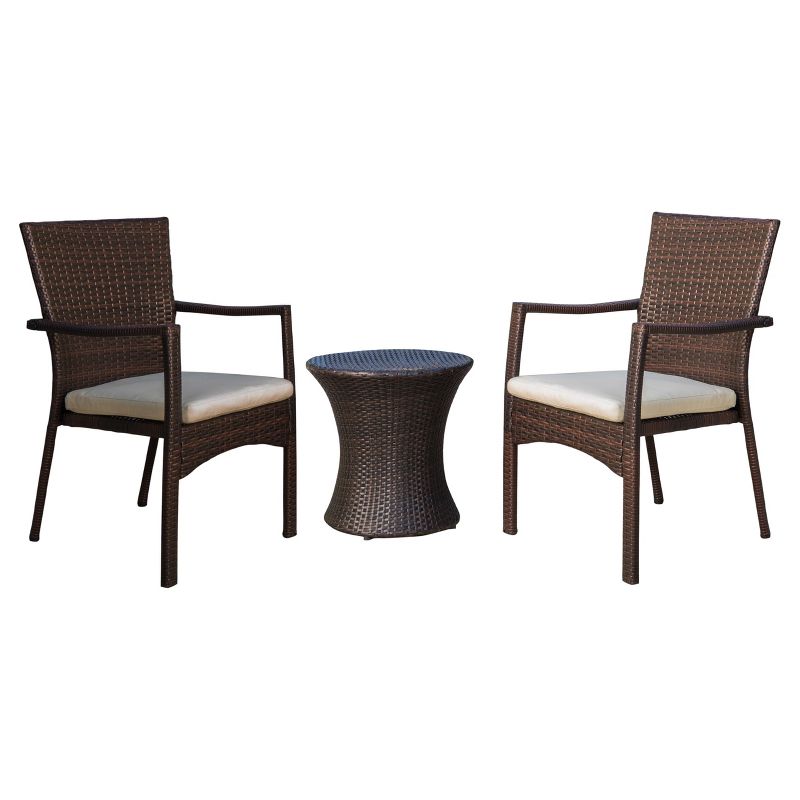 Corsica 3pc All-Weather Wicker Patio Chair Set - Brown - Christopher Knight Home, 3 of 6