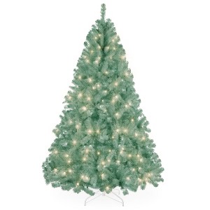 Best Choice Products Pre-Lit Sage Green Christmas Tree, Artificial Full Holiday Decoration w/ Incandescent Lights - 1 of 4