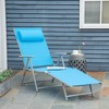 Outsunny Chaise Lounge Foldable Outdoor Chair, Portable, 7-Position Adjustable Reclining Tri-fold Chair with Pillow, Light Blue - 3 of 4