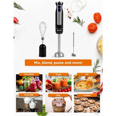 Commercial Black Stainless Steel Immersion Hand Blender with Variable Speed