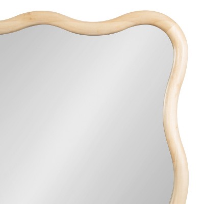 Natural Wood Scalloped Rectangular Vanity Wall Mirror 24x36