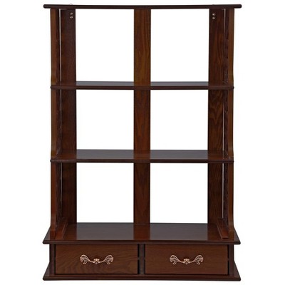 Chippendale-Inspired Hardwood Triple Shelf Curio Cabinet with Ornamental Pulls
