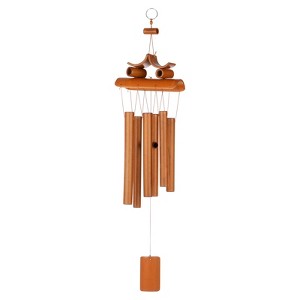Unique Bargains Bamboo Wood Outdoor Decorations Wind Chimes 24 Inch Retro Color 1 Pc - 1 of 4
