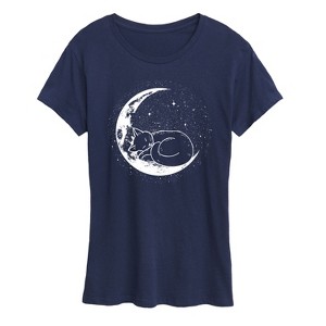 Women's - Instant Message - Cat Nap Moon Short Sleeve Graphic T-Shirt - 1 of 4