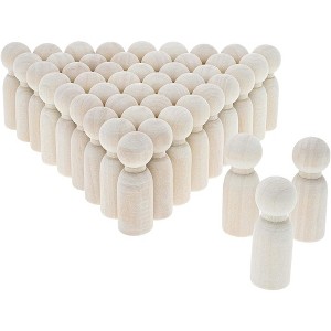 Bright Creations 50 Pack Unfinished Wooden Peg Doll Bodies, Natural Wood Figures for Painting, DIY Arts and Crafts for Kids, 1.8 inches Tall - 1 of 4