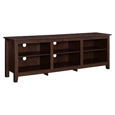 Transitional 6 Cubby Wood Open Storage Wood TV Stand for TVs up to 80"- Saracina Home