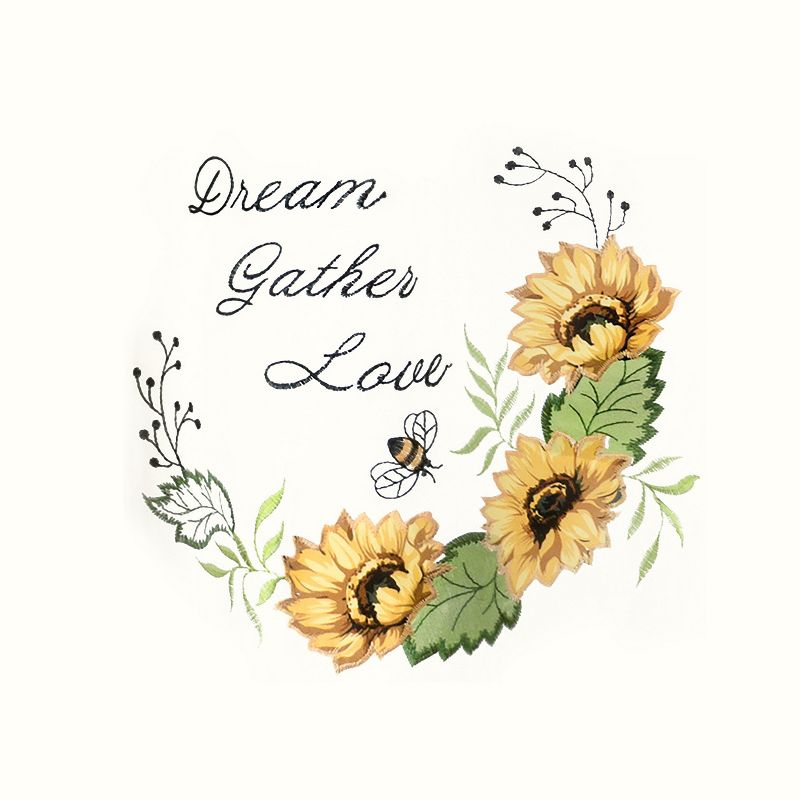 Kate Aurora Montauk Accents "Dream, Love, Gather" Embellished Sunflowers 3 Piece Kitchen Curtain Tier Set, 3 of 4