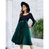 Maternity Skirts Velvet High Elastic Waisted A Line Pleated Ruffle Casual Flowy Swing Holiday Skirt with Belt - 3 of 4