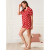 Allegra K Womens Short Sleeve Notch Collar Piped Button Down Sleepwear Polka Dots Pajama Sets - 3 of 4