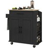 HOMCOM Kitchen Island with Power Outlet, Rolling Kitchen Cart with Storage Drawer, Portable Microwave Stand with Doors, Towel Rack, Spice Rack - 4 of 4