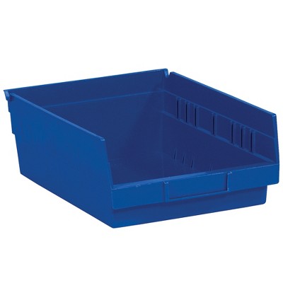 Box Partners Plastic Shelf Bin Boxes 11 5/8" x 11 1/8" x 4" Blue 8/Case BINPS105B