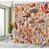 Fall Shower Curtain with Mushrooms, Berries, Leaves, and Exotic Flowers in Amber, Orange, and Purple. 69” x 70” - 3 of 3
