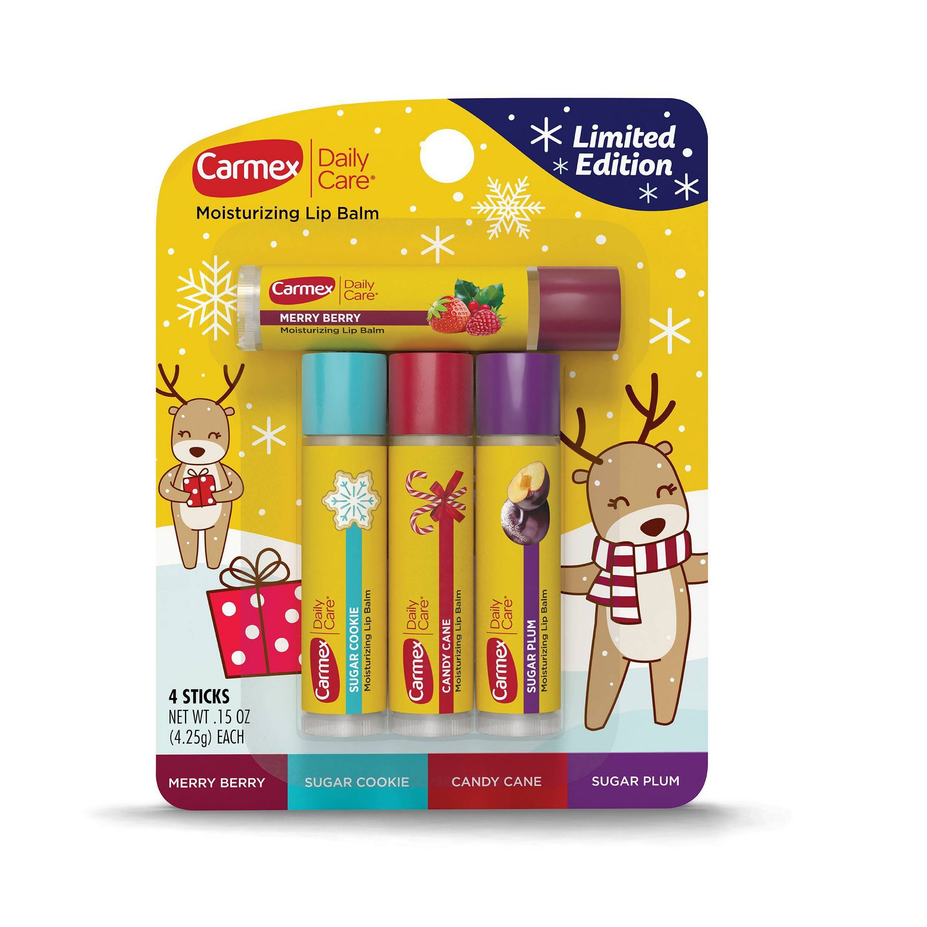 Carmex Daily Care Holiday Limited Edition Lip Balm Sticks - 0.15oz/4pk
