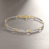 Ross-Simons Sterling Silver and 18kt Gold Over Sterling Cable and Paper Clip Link Station Bracelet - 3 of 4