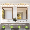POWLIG 45.28-in 6-Light Gold Bathroom Light Fixtures Over Mirror Vanity Lighting with Milk White Glass Globe Shades - 4 of 4