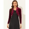 INSPIRE CHIC Women's Long Sleeve Cocktail Party Open Front Cropped Velvet Bolero Shrugs - 2 of 4
