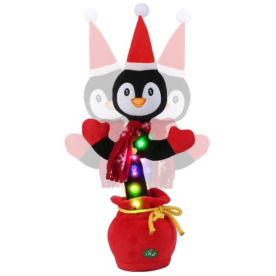 iMountek"Interactive Christmas Plush Toy: Singing, Dancing Elk, Snowman & Penguin with Lights & Sound"Black&White