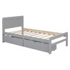 Twin Size Platform Bed Frame, Rubberwood Support Legs Queen Size Platform Bed with 2 Drawers No Box Spring Needed Bed Frame for Boys Girls Bedroom - 3 of 4