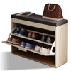 DOMETOUR Rattan Shoe Rack, Hallway Shoe Bench, Shoe Cabinet with Flip-Drawer and Seat Cushion 23.6 x 9.4 x 18.5 in - 4 of 4