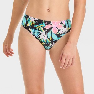 Girls' Ebony Tropical Floral Printed Bikini Swim Bottom - art class™ Black - 1 of 3