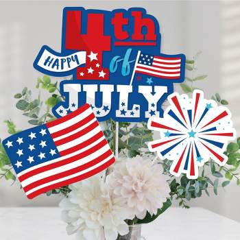 Big Dot of Happiness Firecracker 4th of July -  Party Centerpiece Sticks - Table Toppers - Set of 15