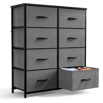 CENGHU Dresser for Bedroom with 8 Drawers, Tall Chest Organizer Unit for Bedroom with Fabric Bins, Steel Frame, Wood Top