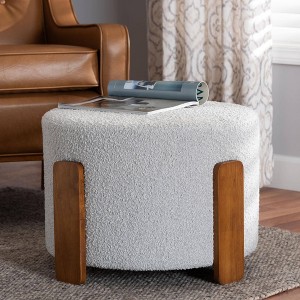 Baxton Studio Finlay Boucle Fabric and Wood Ottoman Footstool - 1 of 4