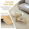 Glass Coffee Table Round Cocktail Table Oval Center Table Accent Table Sofa Table with Diagonal Fan-shaped Tray Leg, Walnut/Natural-ModernLuxe - 3 of 4
