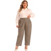 Agnes Orinda Women's Plus Size Business Work Elastic Waisted Long Straight with Pocket Suit Pants - 3 of 4