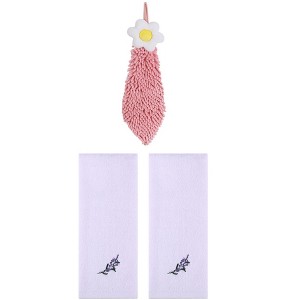 REGALWOVEN 3 Pcs Bathroom Home Decor Cotton Soft Absorbent Floral Hand Towel - 1 of 4