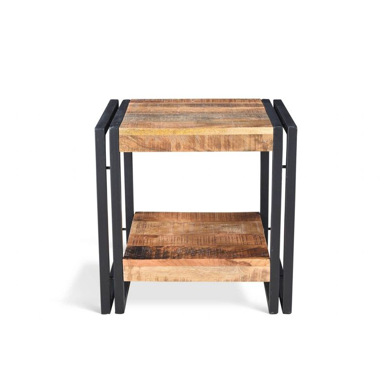 Handcrafted Reclaimed Wood Side Table Natural - Timbergir, 3 of 7