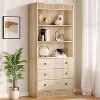 Clearance, Bookshelf with Drawers, Fluted 6-Tier Bookcase & Storage Cabinet, Open Shelf, Modern Waved Design for Living Room/Office - 3 of 4